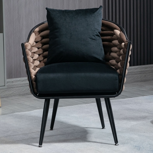 Modern Glam Velvet Upholstered Tufted Accent Chair with Metal Legs