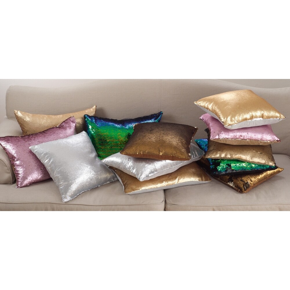 Sirun Collection Sequin Mermaid Design Poly Filled Throw Pillow