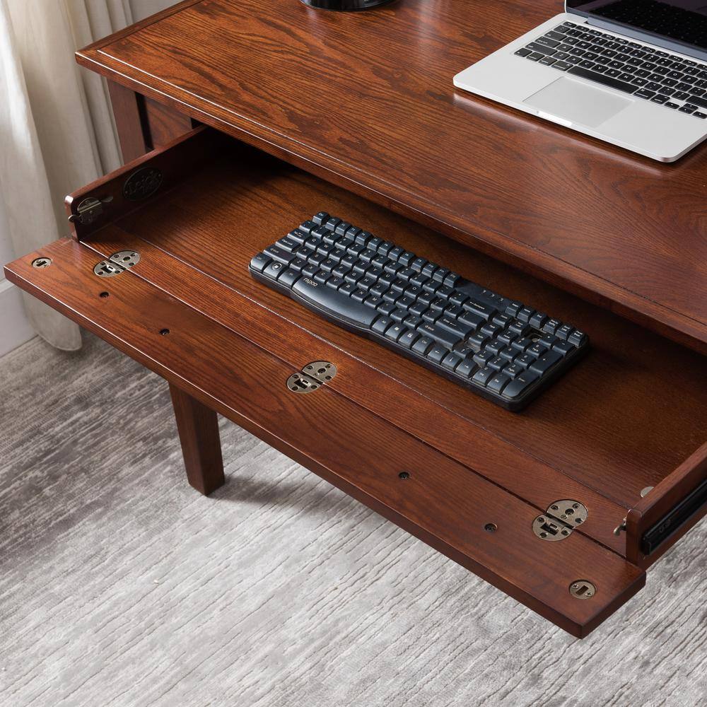 Leick Home 48 in.Mission Oak Laptop Writing Desk with Drop Front Keyboard Drawer 82400