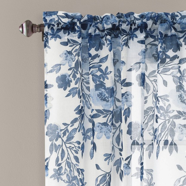 Set Of 2 Tanisha Sheer Window Curtain Panels Navy Blue Lush D cor