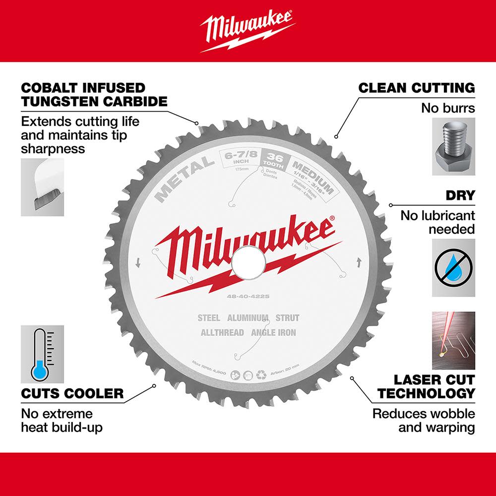 Milwaukee 6 7/8 Circular Saw Blade Metal Cutting