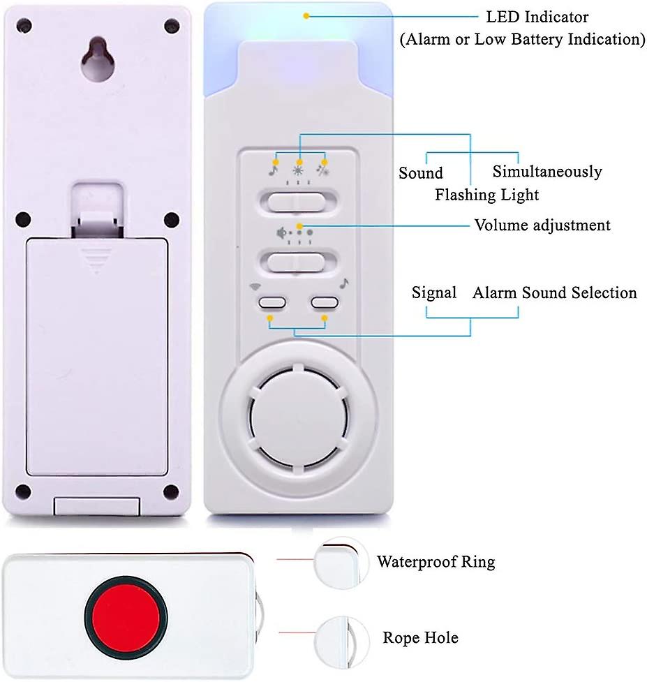 Home Alert Wireless Alarm Patient Elderly Personal Alarm System And Emergency Call Button Pager Alarm (1 In 1)