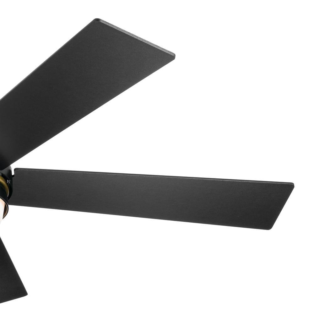 KICHLER Grace 52 in. Integrated LED Indoor Satin Black Down Rod Mount Ceiling Fan with Light and Remote 300316SBK