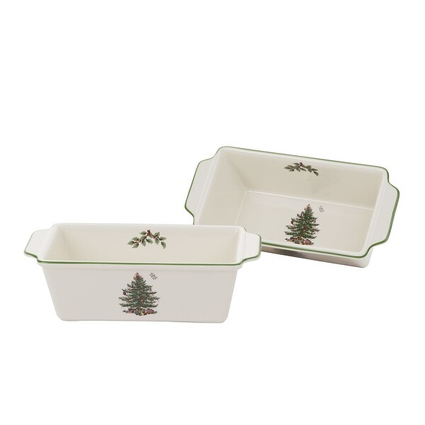 Spode Christmas Tree Loaf Pan Set of 2