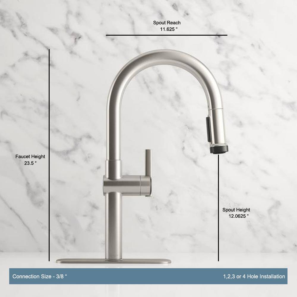 KOHLER Rune Single-Handle Pull-Down Sprayer Kitchen Faucet in Vibrant Stainless K-R22153-SD-VS