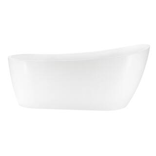 AKDY 54 in. Fiberglass Slipper Flatbottom Non-Whirlpool Bathtub in Glossy White BT0362