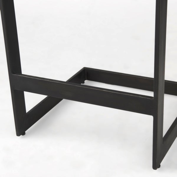 Kiran Black Solid Wood Seat w/ Black Iron Base Counter Stool