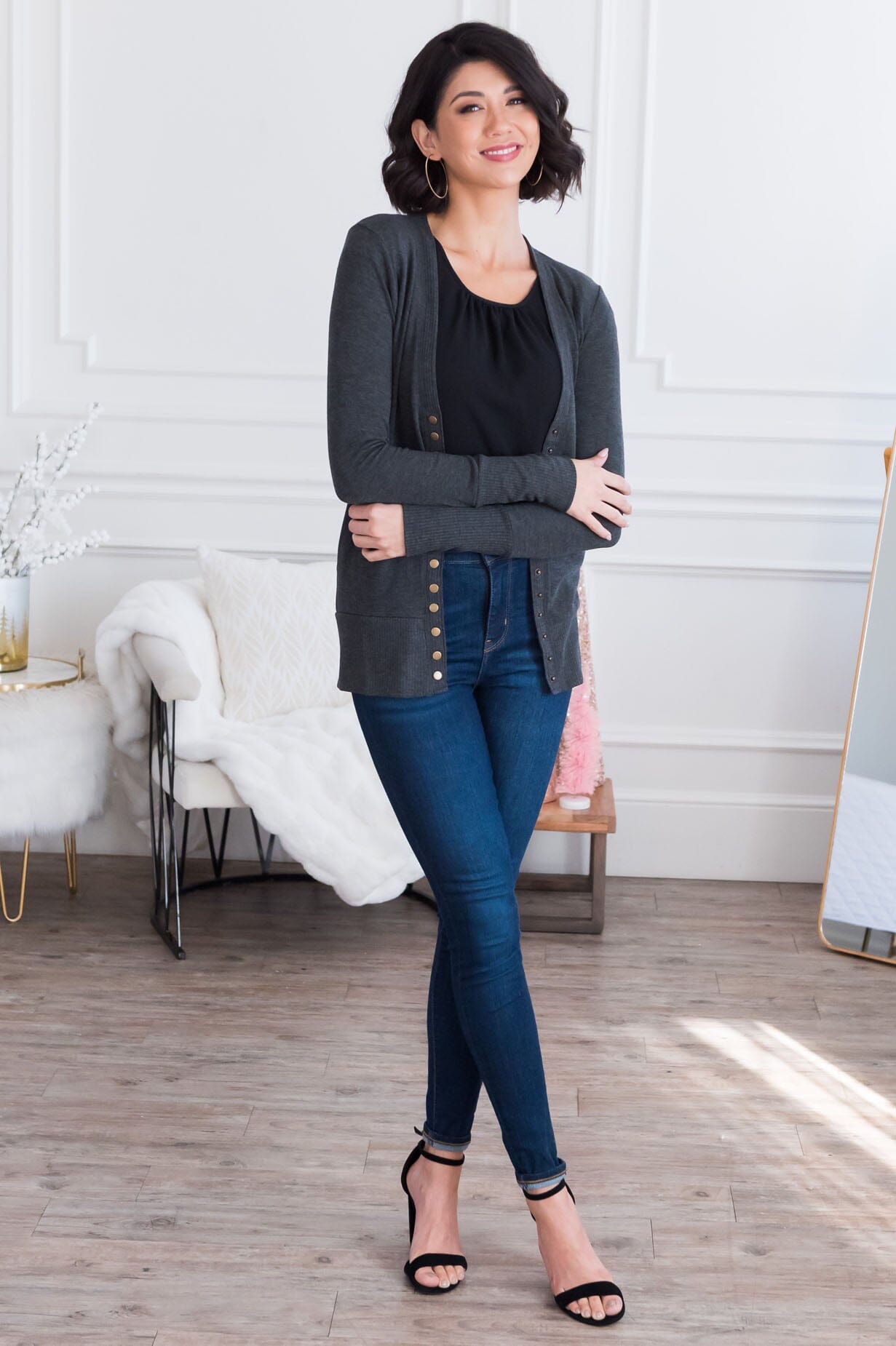 Free Soul Modest Button Cardigan