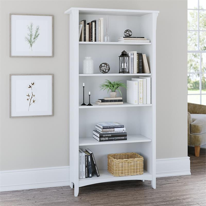 Bush Furniture Salinas Tall 5 Shelf Bookcase in Driftwood Gray   Transitional   Bookcases   by Homesquare  Houzz