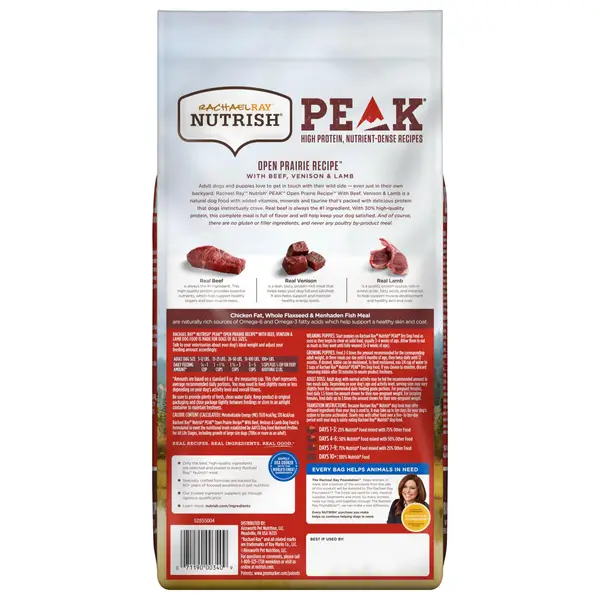 Rachael Ray Nutrish 4 lb Peak Open Prairie Recipe With Beef， Venison and Lamb， Dry Dog Food