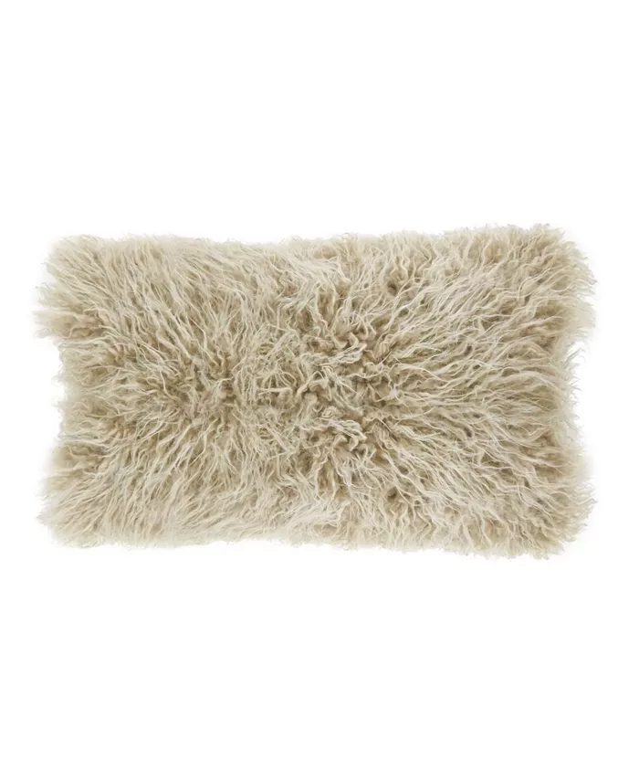 Saro Lifestyle Mongolian Faux Fur Decorative Pillow， 12