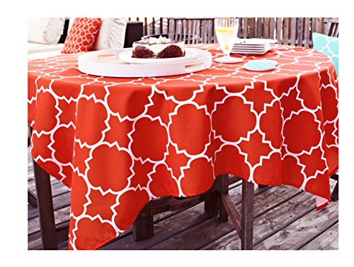 Harman Panama Tile Pattern Fabric Zippered Umbrella Tablecloth (60 x 90 Rectangle Umbrella, Tangerine)