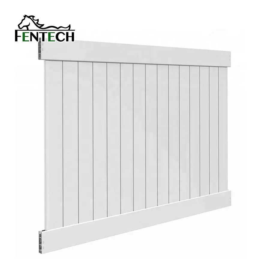 Fentech factory direct pvc fence supplies 6'x6' white /tan garden Full privacy pvc fencing wholesale privacy