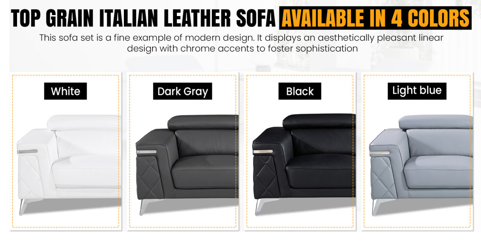 Mia Top Grain Italian Leather Sofa   Contemporary   Sofas   by Luxuriant Furniture  Houzz