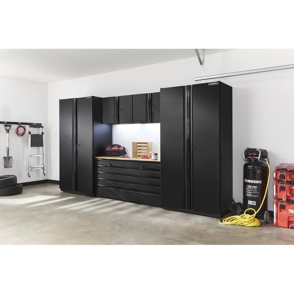 Husky 6-Piece Extra Wide Heavy Duty Welded Steel Garage Storage System in Black (148 in. W x 82 in. H x 24 in. D) HTC622030-EX