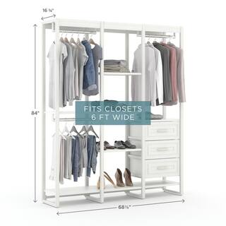 CLOSETS By LIBERTY 68.5 in. W White Adjustable Tower Wood Closet System with 3 Drawers and 11 Shelves HS56700-RW-06