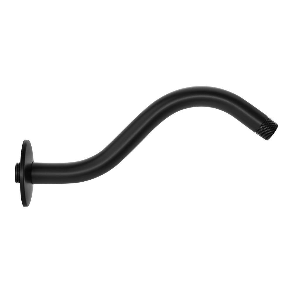 Glacier Bay 9 in. Curved Shower Arm with Flange Matte Black HD59302-6210H