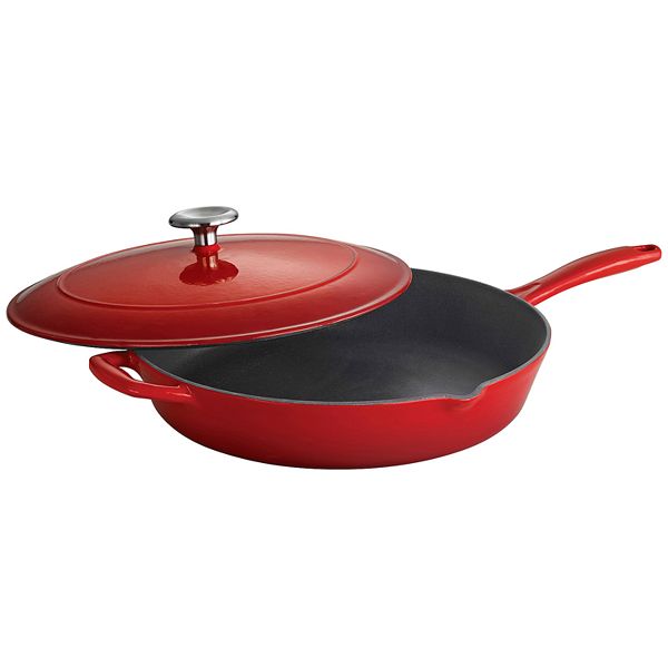 Tramontina Enameled Cast-Iron 12-in. Covered Skillet