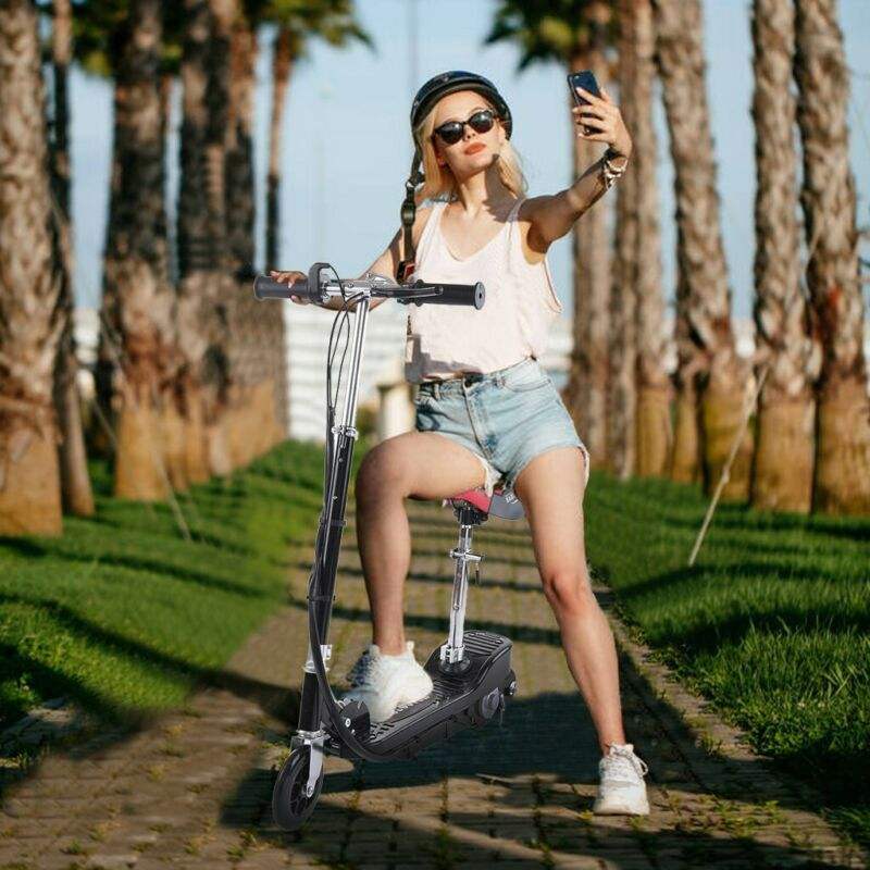 Rechargeable Foldable Electric Scooter With Seat Folding Mobility Bike 15KM/H two wheel electric vehicle for transportation