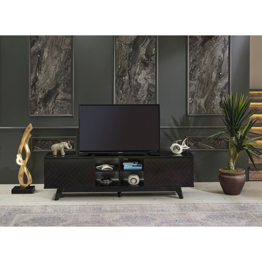 Laydi 2 Door Cabinet 4 Cubby Hole Shelves TV Stand for TVs up to 80\