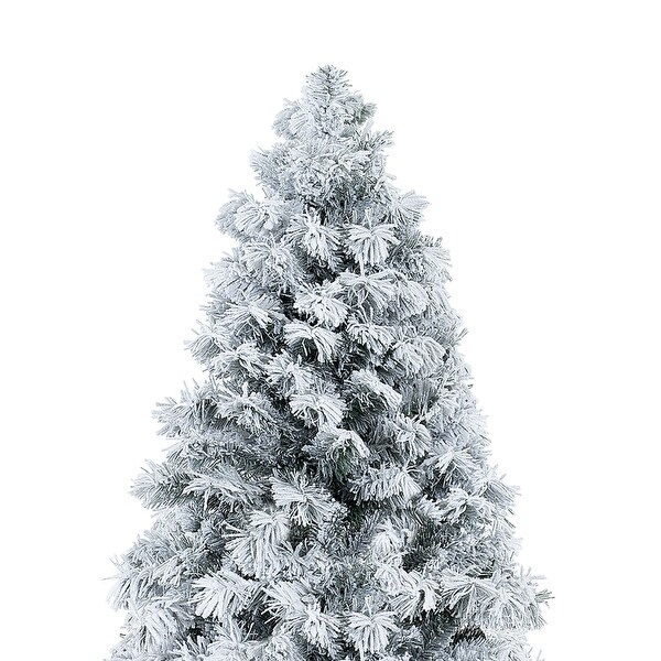 Skylar Snow Flocked Christmas Tree Prelit，Realistic Alaskan Pine Frosted Christmas Tree with Lights