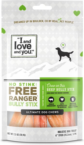 I and Love and You No Stink! Free Ranger Beef Bully Stix Grain-Free Dog Chews