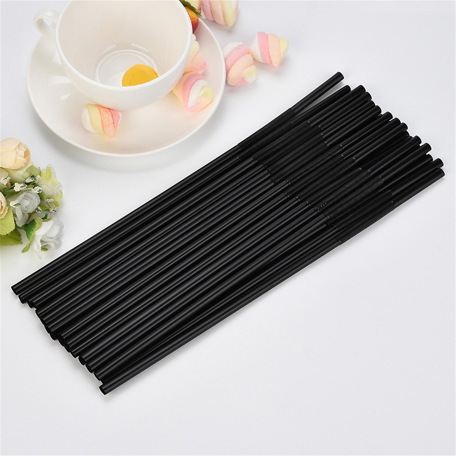 600pcs Black Flexible Drinking Straws Wedding Party Disposable Plastic Straws