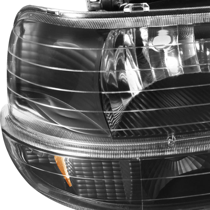 Fit 00-06 Chevy Suburban Tahoe Black Headlights+Bumper+LED Tail Lights