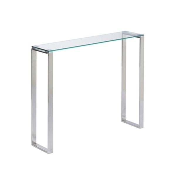 Gem Modern Tempered Glass and Stainless Steel Console Table (3 Size Options)