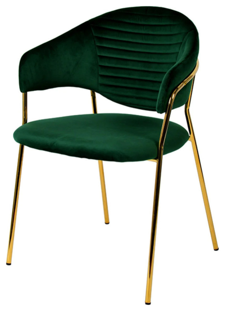 Emma Modern Green Velvet and Gold Dining Chair  Set of 2   Midcentury   Dining Chairs   by Rustic Home Furniture Deco  Houzz