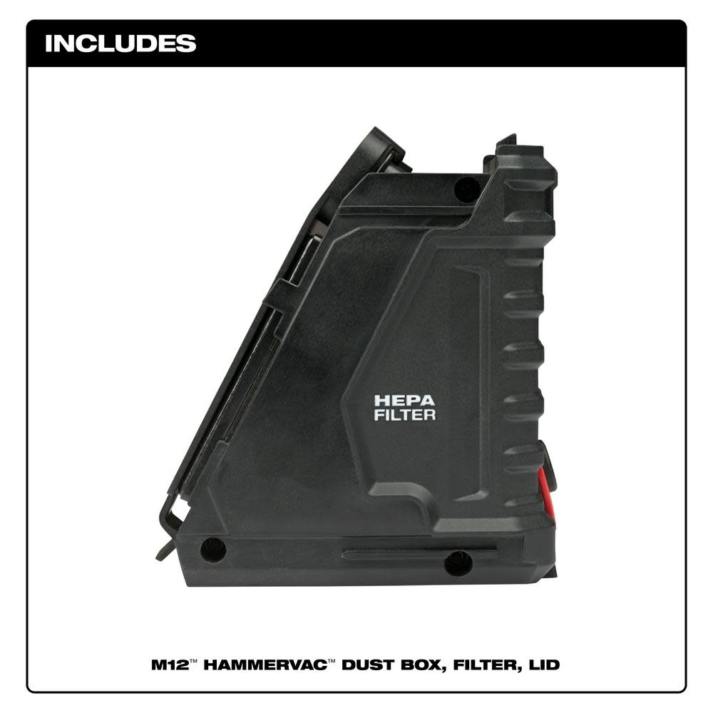 M12™ HAMMERVAC™ Dust Box， Filter， Lid