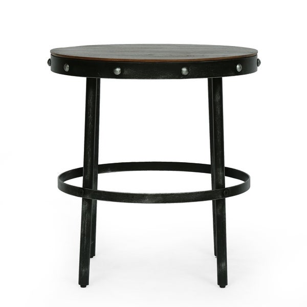 Rivet Modern Industrial Handcrafted Round Mango Wood Side Table by Christopher Knight Home - 20.00