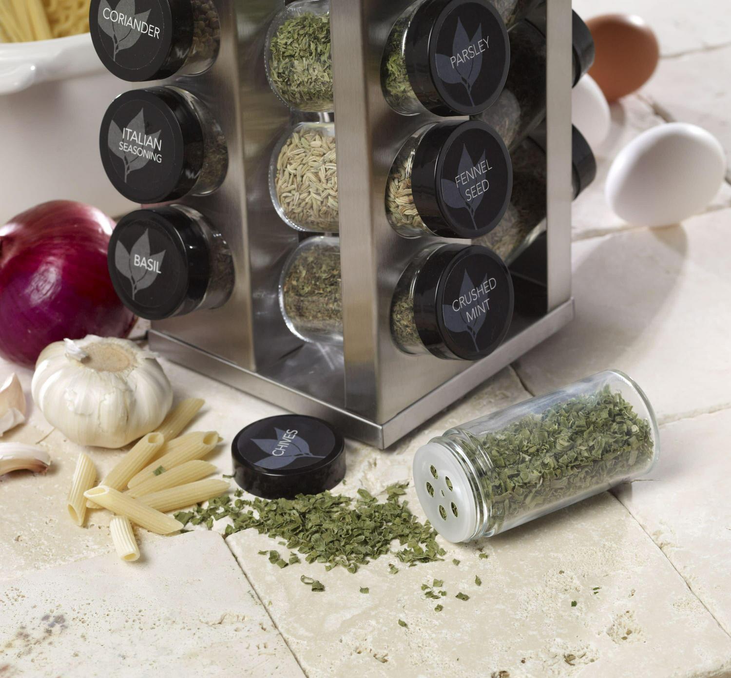 Kamenstein Heritage 20Jar Revolving PreFilled Countertop Spice Rack Organizer Stainless Steel with Free Spice Refills for 5 Years  Crowdfused