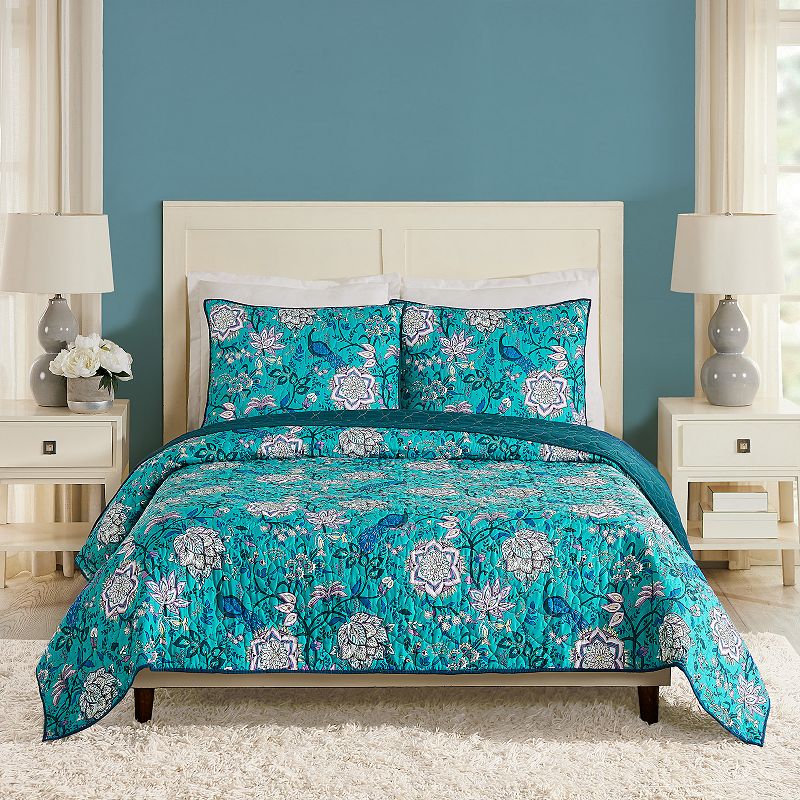 Vera Bradley Peacock Garden Quilt and Shams Set