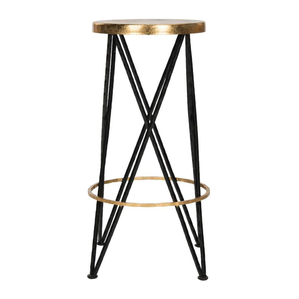 SAFAVIEH Hester 30 in. Black and Gold Bar Stool FOX3253A