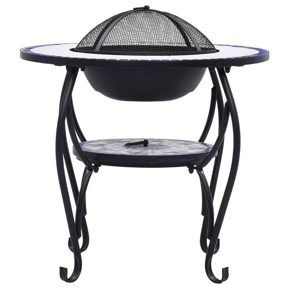 vidaXL Mosaic Fire Pit Table Blue and White 26.8\