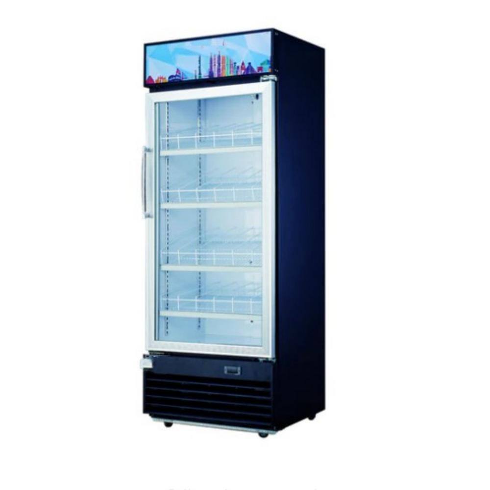 Cooler Depot 28 in. W 14.7 cu. ft. Upright Commercial One Single Glass Door Refrigerator in Black DXXDSM-15R