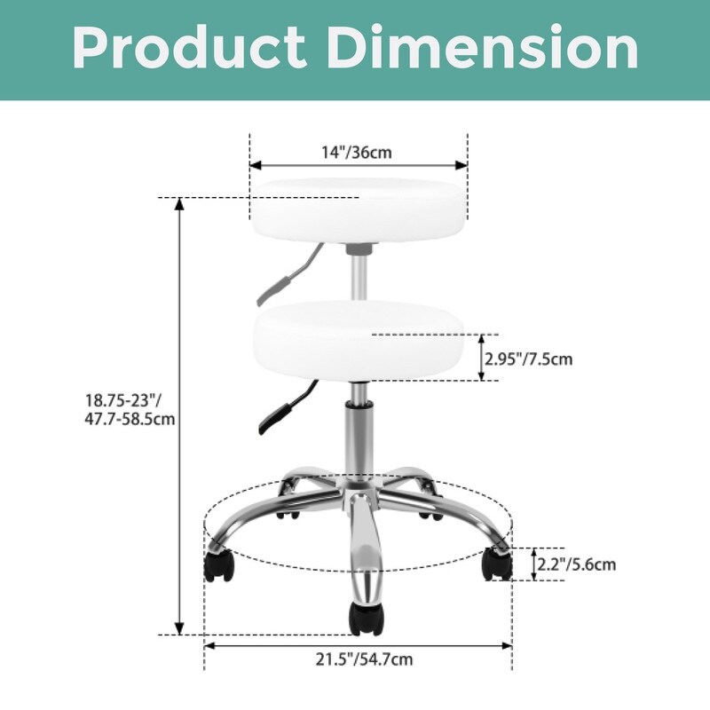 Extra Comfortable adjustable stool White chair wheels Metal rolling shop stools