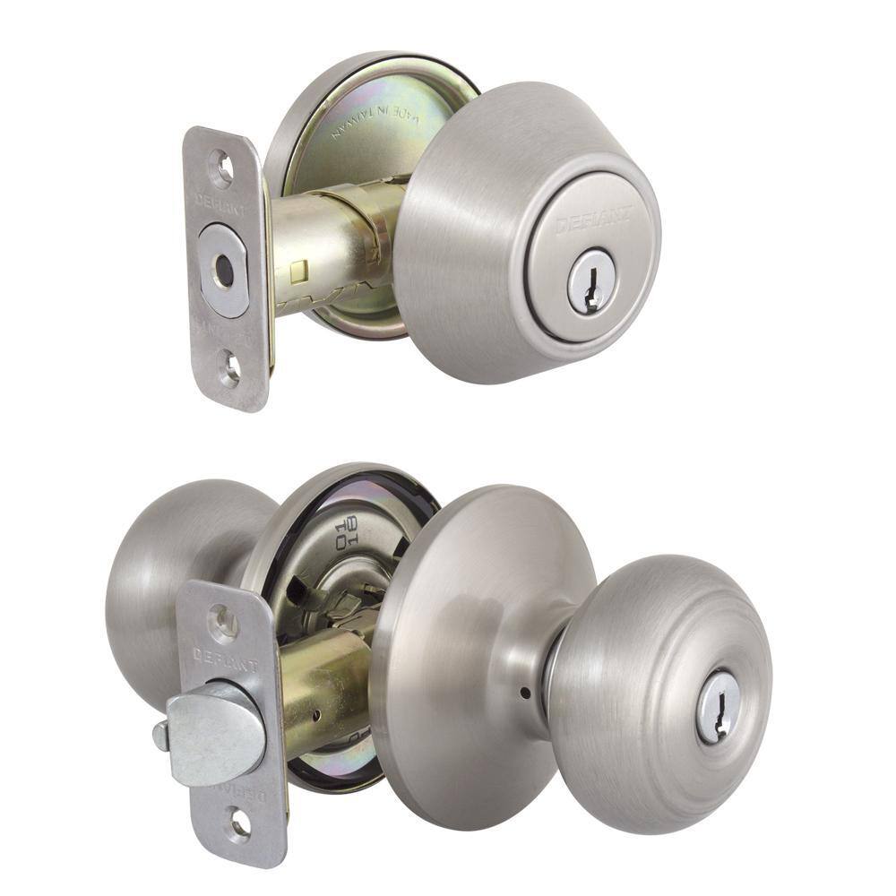 Defiant Hartford Satin Nickel Entry Knob and Single Cylinder Deadbolt Combo Pack BGX2L1B