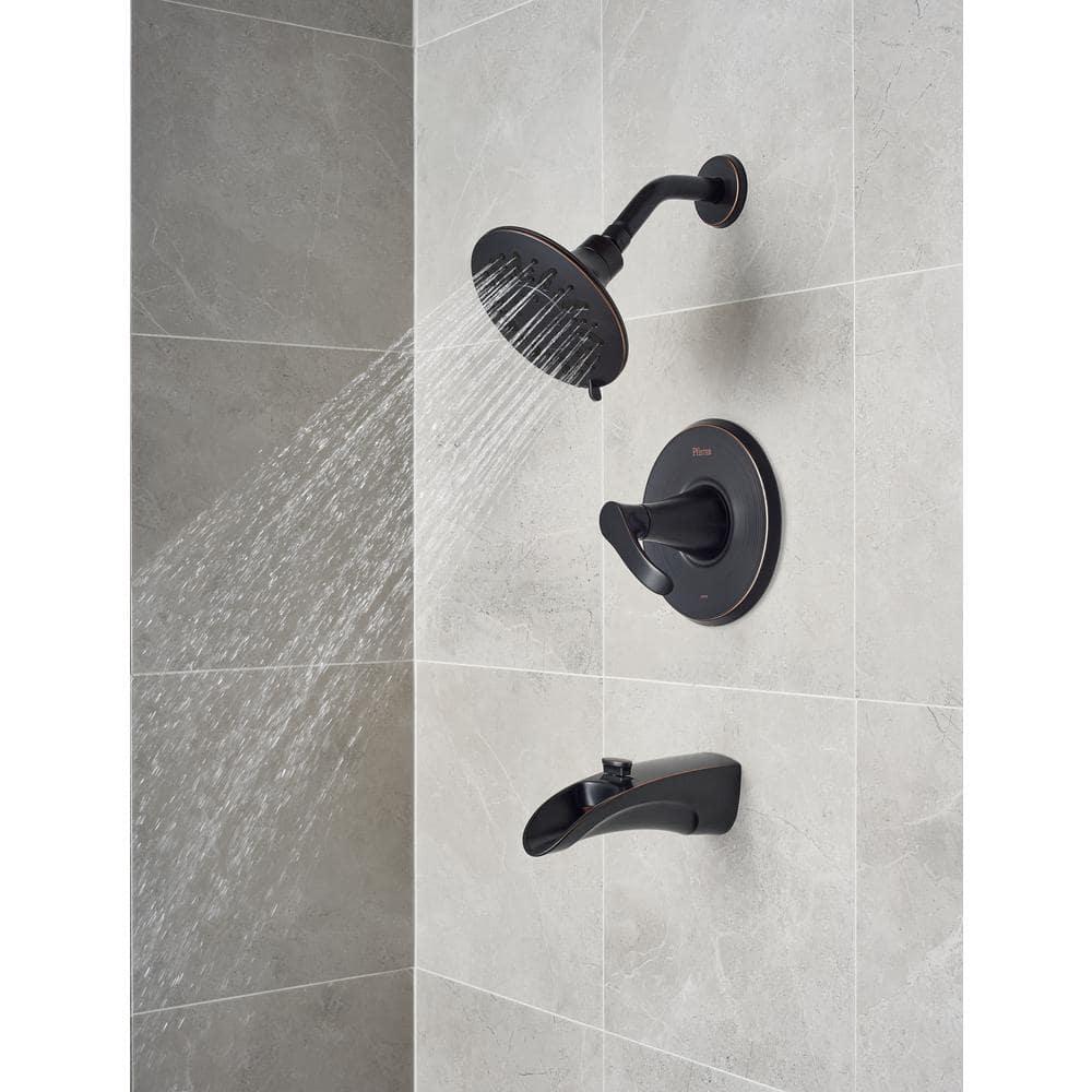 Pfister Brea SingleHandle 3Spray Tub and Shower Faucet in Tuscan Bronze with Waterfall Spout