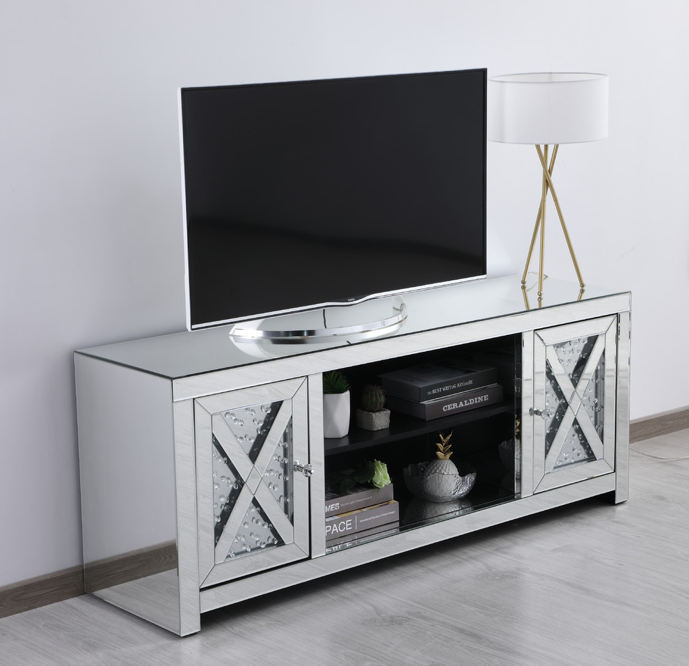 Crystal Mirrored TV Stand   Contemporary   Entertainment Centers And Tv Stands   by Elegant Furniture  ampLighting  Houzz