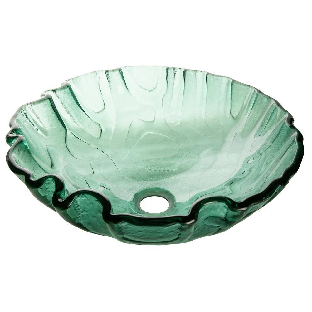 Eden Bath Free Form Wave Glass Vessel Sink in Green EB_GS53