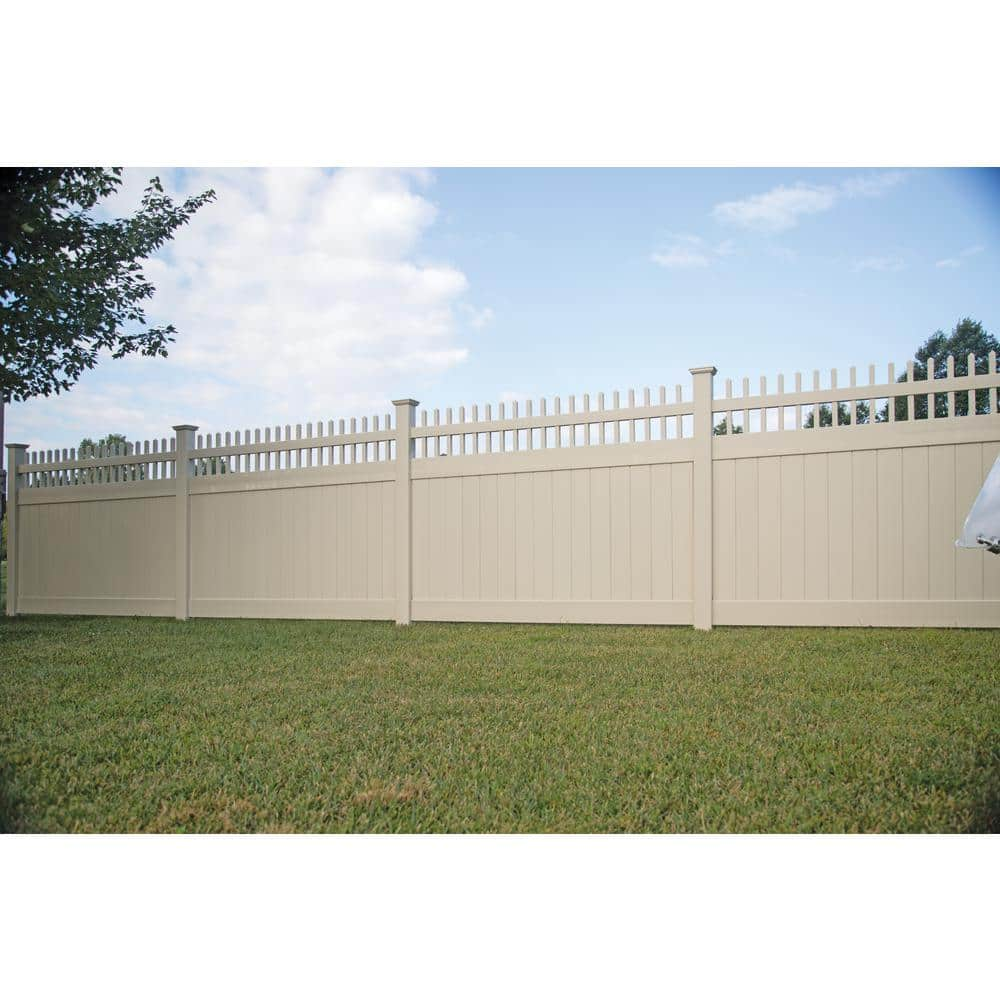 Barrette Outdoor Living Carson 6 ft. x 8 ft. Sand Vinyl Open Picket Top Fence Panel 73040132