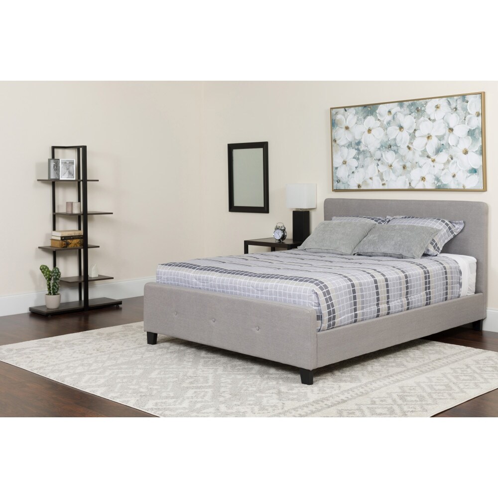 Button Tufted Upholstered Platform Bed with Pocket Spring Mattress