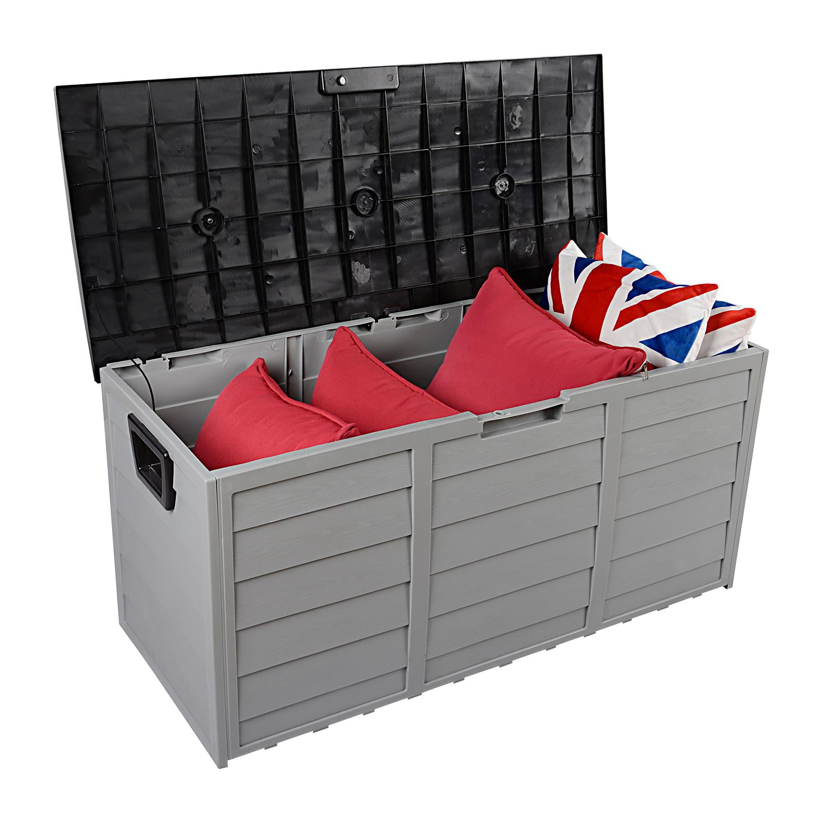 Ktaxon 75gal Outdoor Garden Plastic Storage Deck Box Chest Tools Black