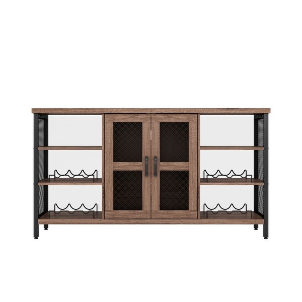 Wine Bar Cabinet with Storage for Liquor and Glasses