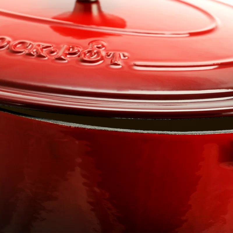 Crock-Pot Artisan 7 qt. Oval Cast Iron Nonstick Dutch Oven in Scarlet Red with Lid