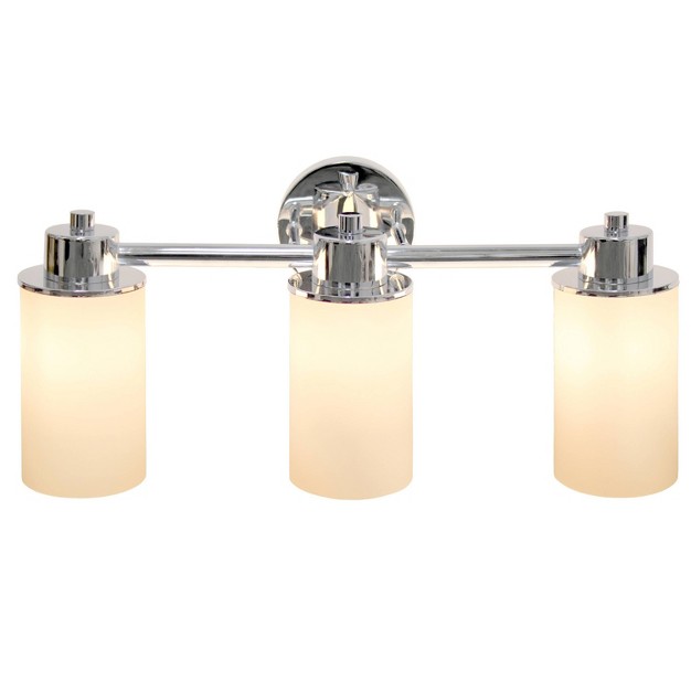 3 Light Metal And Opaque White Glass Shade Vanity Wall Light Fixture With Round Backplate Lalia Home