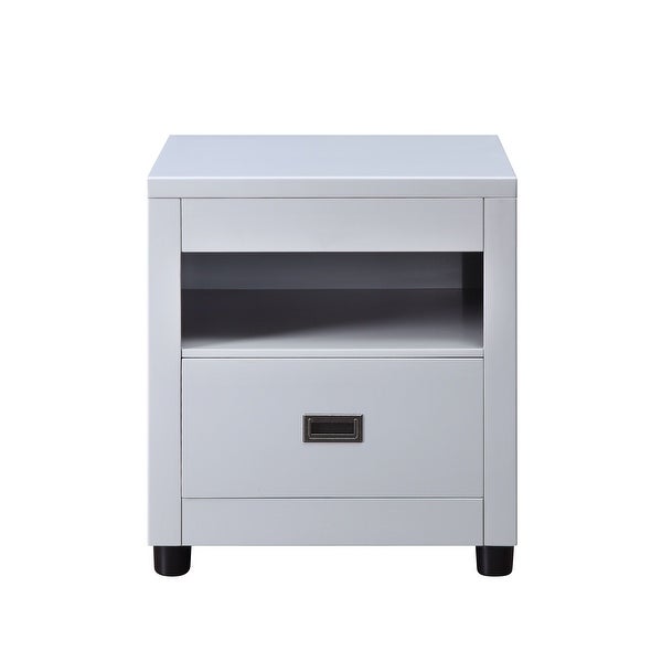 Transitional Style Eleanor End Table with Open Top Compartment and 1 Drawer， Dove Gray