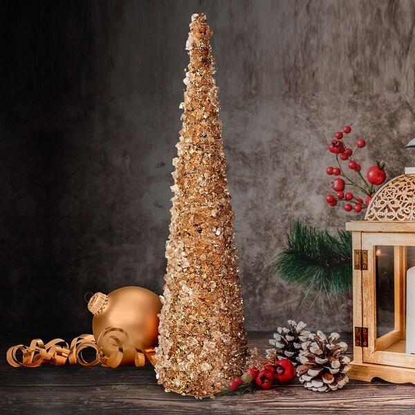 18 Metallic Chunky Iced Cone Tree